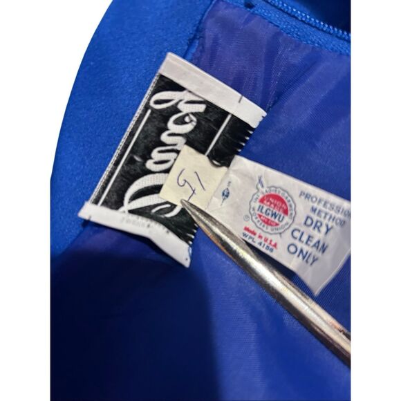 Darcy Royal Blue Peplum Sheath Dress Rhinestone Cocktail Party Sz 11/12 - Picture 10 of 14